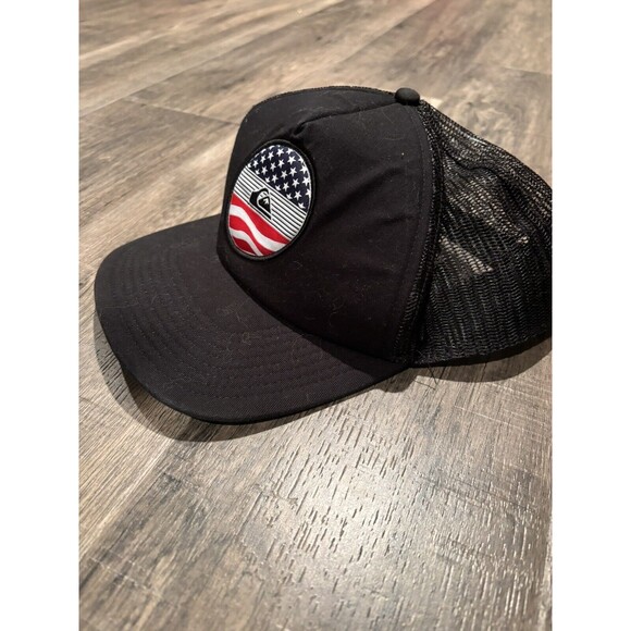 Mens Quiksilver Trucker Hat Adult Snapback Baseball Cap Surfer USA Patriotic - Picture 3 of 4